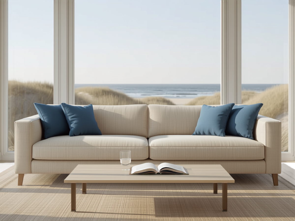 Wohnbereich einer Ferienwohnung mit Blick auf die Ostsee